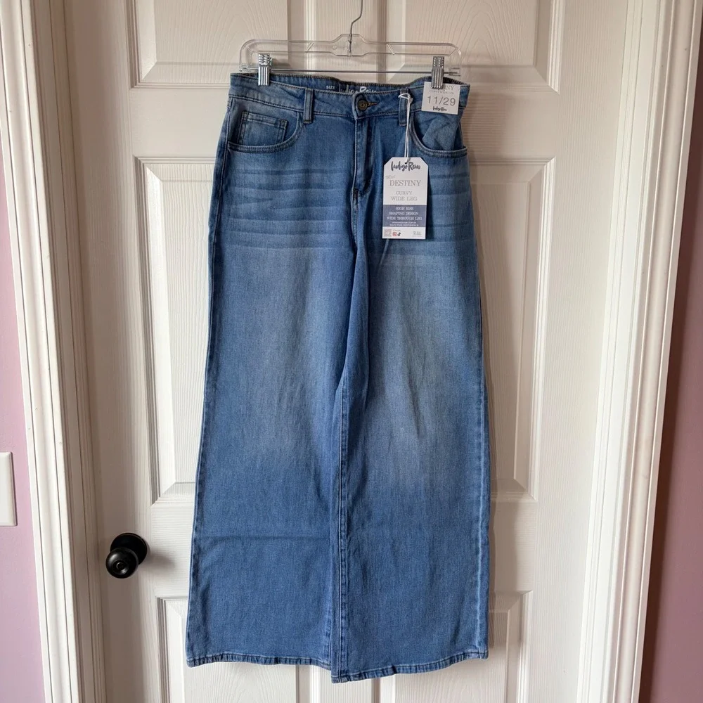 Indigo‎ Rein Destiny Curvy Wide Leg Jeans High Rise Light Wash Blue Size 11/29